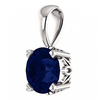                       CEYLONMINE 7.5 ratti blue sapphire silver pendant Unheated  untreated stone neelam pendant for unisex                                              
