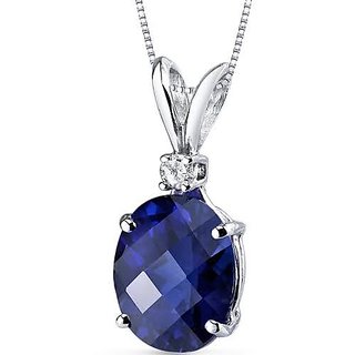                      CEYLONMINE 7.5 ratti blue sapphire silver pendant Unheated 7 untreated stone neelam pendant for unisex                                              