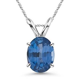                       CEYLONMINE Precious stone Blue sapphire 7.75 carat gemstone stylish silver pendant for women & girls Unheated & certified Gemstone Neelam pendant For Astrological Purpose                                              