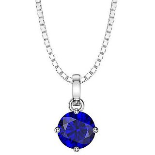                       CEYLONMINE IGL Blue sapphire stone 8.25 carat stone pure silver pendant Original & effective stone neelam pendant for women & girls                                              