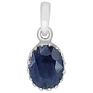                       CEYLONMINE 7.5 ratti blue sapphire silver pendant Unheated  untreated stone neelam pendant for unisex                                              