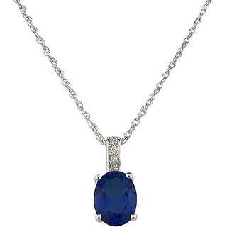                       CEYLONMINE 7.5 ratti blue sapphire silver pendant Unheated & untreated stone neelam pendant for unisex                                              