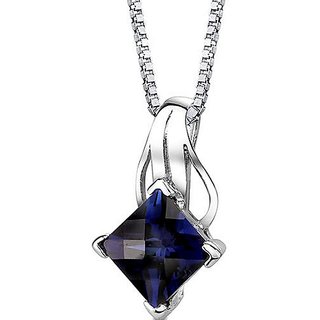                       CEYLONMINE- Natural 7.25 Ratti Blue sapphire stone silver pendant original & effective good quality stone pendant for unisex                                              