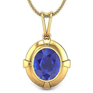                       CEYLONMINE 8.25 Ratti Blue sapphire gold plated Gemstone Stylish Pendant for astrological purpose Neelam stone pendant for unisex                                              