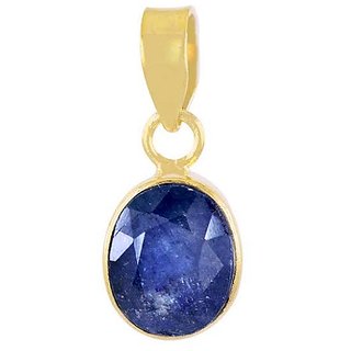                       CEYLONMINE Astrological stone blue sapphire Gold plated Pendant 8.5 carat natural & original stone blue sapphire/Neela Pukhraj Pendant for unisex                                              