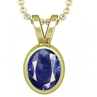                       CEYLONMINE Lab Certified Stone 8.25 ratti  Blue sapphire(Neelam) Pendant In Gold Plated Blue Sapphire pendant For Unisex                                              