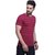Odoky Maroon Printed Cotton Round Neck Casual T-Shirt For Men NR