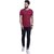 Odoky Maroon Printed Cotton Round Neck Casual T-Shirt For Men NR