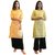 Fabclub Women's Cambric Cotton Printed Stylish Sleeves Straight Trendy Kurti with Lining (Pack of 2) (Yellow, Orange)