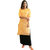 Fabclub Women's Cambric Cotton Printed Stylish Sleeves Straight Trendy Kurti with Lining (Pack of 2) (Yellow, Orange)