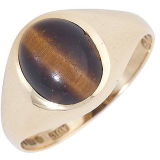                       Original & natural Stone Tiger's eye 5.75 carat stone gold plated adjustable  ring for women & unisex By CEYLONMINE                                              
