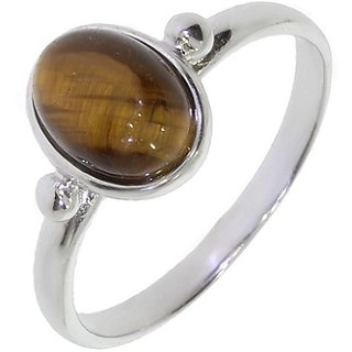                       CEYLONMINE-  Precious 5.00 Carat Original Certified Tiger Stone Tiger's Eye Adjustable Pure 9.25 silver  Ring Lab Certified & effective stone ring for unisex                                              