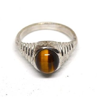 CEYLONMINE-original tiger's eye silver ring for women & men lab certified 6.5 carat gemstone ring for astrological purpose