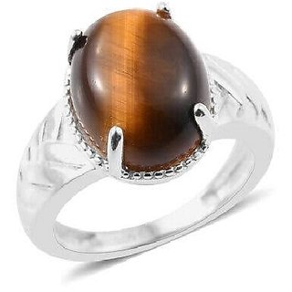                       Natural stone tiger's eye 5.25 carat(5.83 ratti) gemstone sterling silver ring Unheated & effective stone tiger's eye ring for unisex                                              