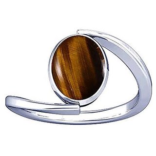                       4.25 ratti stone tiger's eye silver adjustable ring origiinal  natural stone tiger's eye stylish ring for astrological purpose By CEYLONMINE                                              