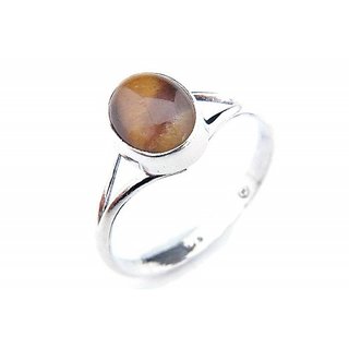                       Lab Certified Stone 5.75 carat Tiger's eye Silver  adjustable finger ring for unisex Unheated A1 quality stone tiger's eye ring for astrological purpsoe BY CEYLONMINE                                              