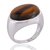 CEYLONMINE- Lab Certified 100% Natural Tiger's Eye Adjustable Silver Ring 5.5 Ratti Original Precious Gemstone Unheated and Untreated Rashi Ratna Free Size Ring Men and Women