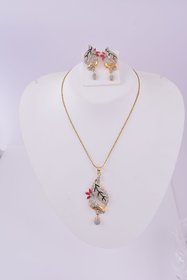 Party Wear Pendant Necklace Set With Earring,Ring ,Chain
