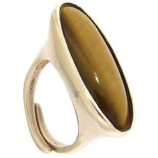                       9.5 carat natural semi- precious stone tiger's eye gold plated ring(panchdhatu ring) Original stone ring for unisex BY CEYLONMINE                                              