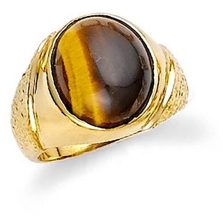 6.5 ratti stone tiger's eye gold plated adjustable ring origiinal & natural stone tiger's eye stylish ring for astrological purpose By CEYLONMINE