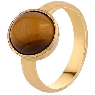                       CEYLONMINE- 9.5 ratti  stone tiger's eye  gold plated ring asstrological & feective stone ring for unisex                                              