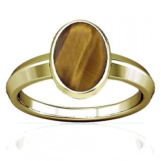 CEYLONMINE- tiger's eye 7.25 ct. stone gemstone gold plated adjustable ring (anguthi) Good quality stone ring for unisex