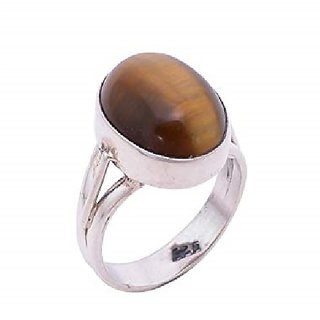                       Natural stone tiger's eye 7.25 ratti  gemstone 92.5 sterling silver ring Unheated & effective stone tiger's eye ring for unisex                                              