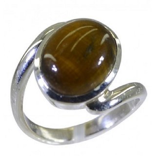 CEYLONMINE- Natural Tiger's eye stone sterling silver ring 8.50 ratti tiger's stone ring for unisex