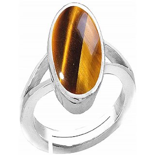                       Natural stone tiger's eye 7.25 carat gemstone silver ring Unheated & effective stone tiger's eye ring for unisex                                              