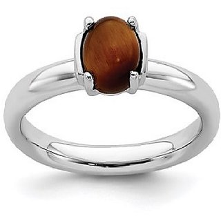                       CEYLONMINE- 8.50 Carat stone tiger's eye  sterling silver ring astrological & effective stone ring for unisex                                              