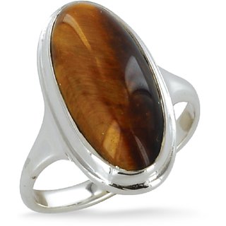                       Natural stone tiger's eye 7.5 carat(8.25 ratti) gemstone silver finger ring Unheated & effective stone tiger's eye ring for unisex                                              
