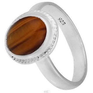                       Natural stone tiger's eye 7.50 carat gemstone 92.5 sterling silver ring Unheated & effective stone tiger's eye ring for unisex                                              