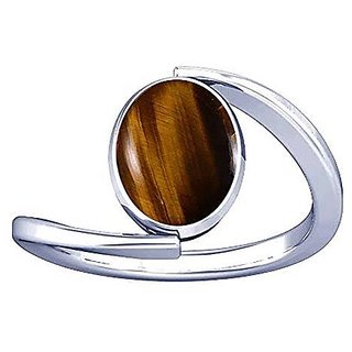                       7.25 ratti stone tiger's eye silver adjustable ring origiinal  natural stone tiger's eye stylish ring for astrological purpose By CEYLONMINE                                              