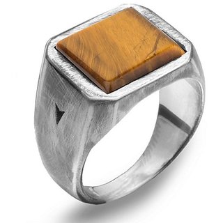                       CEYLONMINE- Natural Tiger's eye stone sterling silver ring 7.50 ratti tiger's stone ring for unisex                                              