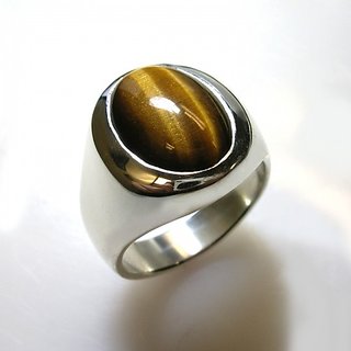                       Natural stone tiger's eye 7.25 ratti  gemstone silver ring Unheated & effective stone tiger's eye ring for unisex                                              