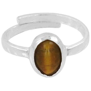                       Natural stone tiger's eye 7.50 carat gemstone silver finger ring Unheated & effective stone tiger's eye ring for unisex                                              