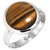 CEYLONMINE- tiger's eye 7.5 ratti stone gemstone pure silver adjustable ring (anguthi) Good quality stone ring for unisex