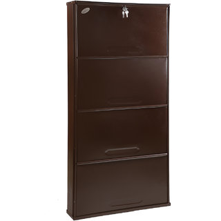 Buy Babbar Steel 26 Inches Wide 4 Door Powder Coated Wall Mounted Metallic Shoe Rack Brown 4 Shelves Online 5499 From Shopclues