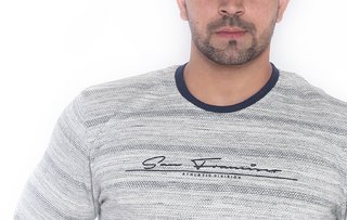 Mens Round Neck Regular Fit Denim Colour T Shirt