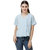 Dechen Women's Half Sleeve V-Neck Light Blue Side Wrap Shirt
