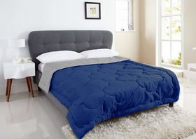 I Wish Microfibre Reversible 250 Gsm Winter Comforter Blanket Quilt Lightweight Duvet (Grey Blue, Queen)