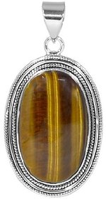 4.25 Ratti Stone Tiger's Eye Silver Adjustable Pendant Original  Natural Stone Tiger's Eye Stylish Pendant For Astrological Purpose By Ceylonmine