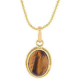Ceylonmine- Tiger's Eye 5.5 Ratti Stone Gemstone Gold Plated Adjustable Pendant (Locket) Good Quality Stone Pendant For Unisex Ceylonmine- Tiger's Eye 5.5 Ratti Stone Gemstone Gold Plated Adjustable Pendant (Locket) Good Quality Stone Pendant For Unisex