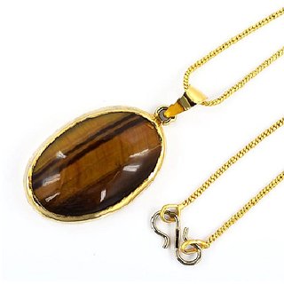 5.75 Carat Natural Semi- Precious Stone Tiger's Eye Gold Plated Pendant (Panchdhatu Ring) Original Stone Pendant For Unisex By Ceylonmine 5.75 Carat Natural Semi- Precious Stone Tiger's Eye Gold Plated Pendant (Panchdhatu Ring) Original Stone Pendant For Unisex By Ceylonmine