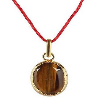 Ceylonmine- Natural Tiger's Eye Stone Gold Plated Pendant 5 Ratti(4.6 Carat) Tiger's Stone Pendant For Unisex Ceylonmine- Natural Tiger's Eye Stone Gold Plated Pendant 5 Ratti(4.6 Carat) Tiger's Stone Pendant For Unisex