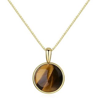 Ceylonmine- Natural Tiger's Eye Adjustable Gold Plated Pendant 5.00 Ratti - 4.6 Carat Certified Stone For Men And Women