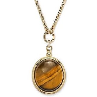 Ceylonmine- Precious 6.25 Ct. Original Certified Tiger Stone Tiger's Eye Adjustable Gold Plated Pendant Lab Certified & Effective Stone Pendant For Unisex Ceylonmine- Precious 6.25 Ct. Original Certified Tiger Stone Tiger's Eye Adjustable Gold Plated Pendant Lab Certified & Effective Stone Pendant For Unisex