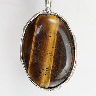                       Ceylonmine-Original Tiger's Eye Silver Pendant For Women & Men Lab Certified 6.5 Carat Gemstone Pendant For Astrological Purpose                                              
