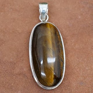 4.25 Ratti Stone Tiger's Eye Silver Adjustable Pendant Original & Natural Stone Tiger's Eye Stylish Pendant For Astrological Purpose By Ceylonmine