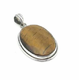 Ceylonmine- 6.25 Ratti (6.00 Ct.) Stone Tiger's Eye Sterling Silver Pendant Astrological & Effective Stone Pendant For Unisex